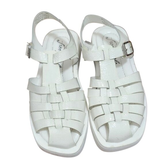 Free People Finn Fisherman Platform Italian Leather Sandals in White Size EU 39 - Picture 3 of 10